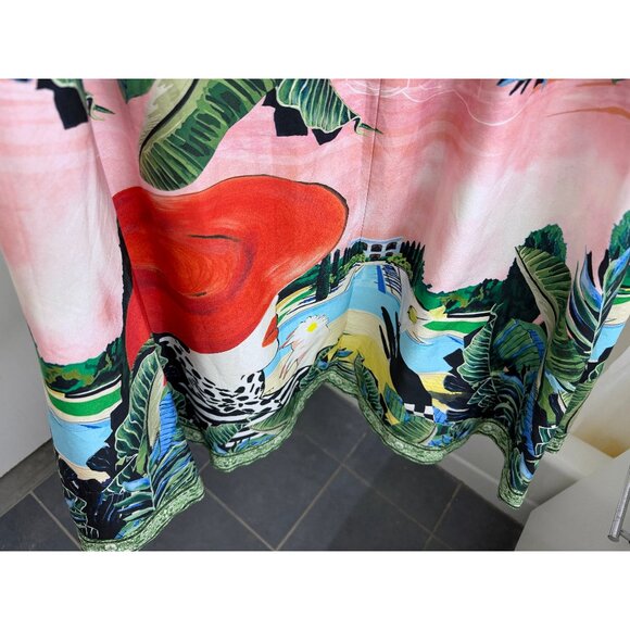 NWT Alice + Olivia Palm Beach Earla Midi Skirt Woman Red Hat Pink Print 4 - Picture 13 of 14